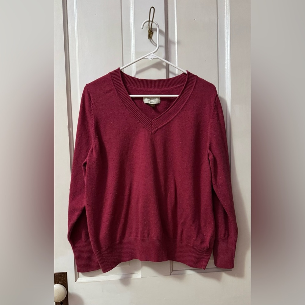 Sonoma Women's V-Neck Sweater - Rich Speckled Cranberry